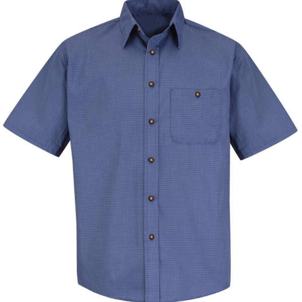 Men's Tall Mini-Plaid Uniform Short Sleeve Shirt Thumbnail